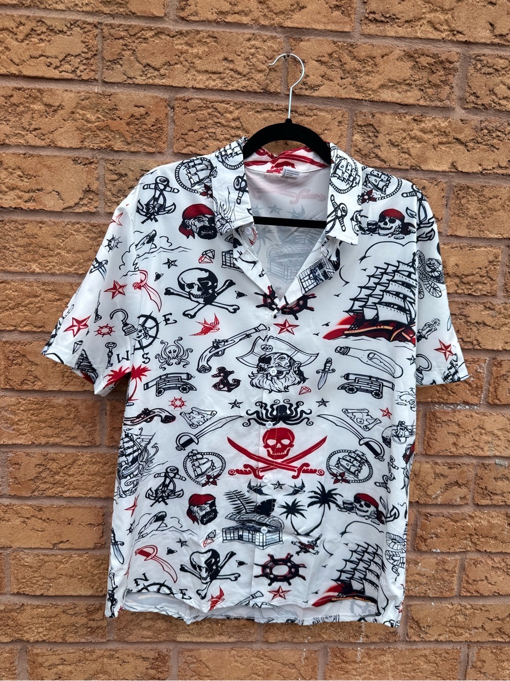 4/$25 • Men’s Pirate Themed Casual Button Down Shirt